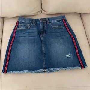 Sneak Peek. Denim Distressed Skirt